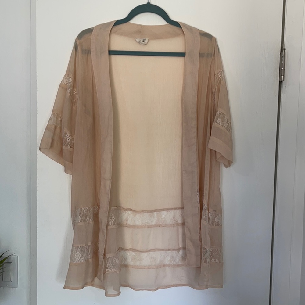 Sheer blush kimono